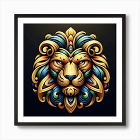 Lion head tribal 2 Art Print