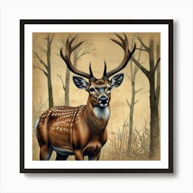 Deer In The Woods 30 Art Print