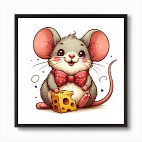 Cute Mouse With Cheese 1 Art Print