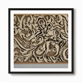 Abstract Woodcut Art Print