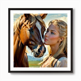 Beautiful Girl With Horse Art Print