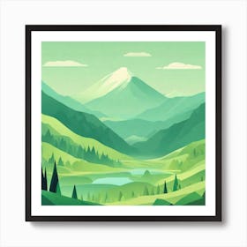 Misty mountains background in green tone 183 Art Print