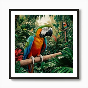 Parrots In The Jungle Art Print