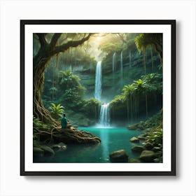 Waterfall In The Forest 15 Art Print