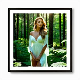 Beautiful Woman In The Forest 8 Art Print