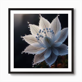White Flower With Water Droplets 1 Art Print