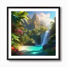 Waterfall In The Jungle 47 Art Print