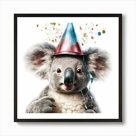 Koala With Party Hat Art Print