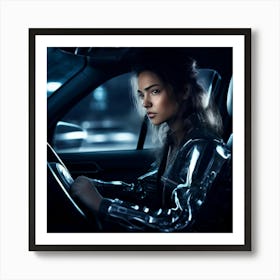 Girl Starting Security Isolated Dashboard Press Lock Control Car Circle Stop Ignition Sa (4) Art Print