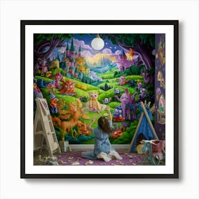 Fairytale Forest wall art for children room, kids room decor, kids art print  Art Print