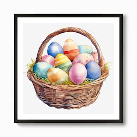 Easter Eggs In A Basket Art Print