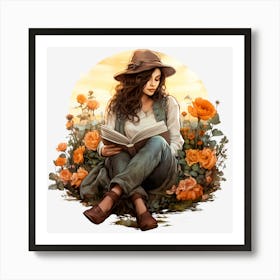 Girl Reading A Book 1 Art Print