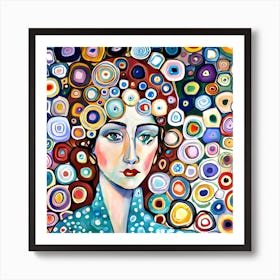 Woman With Circles In Her Hair Art Print