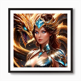 Woman With A Dragon ll Art Print