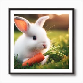 Rabbit With Carrot Art Print