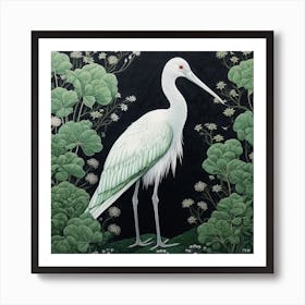 Ohara Koson Inspired Bird Painting Stork 2 Square Art Print