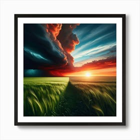 Storm Clouds Over A Field Art Print