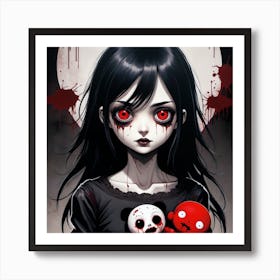 Vampire Girl With Teddy Bears Art Print