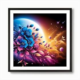 Flowers On The Moon Art Print