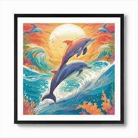 Dolphins In The Ocean Art Print