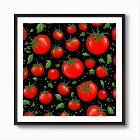 Tomato On Black Background Poster