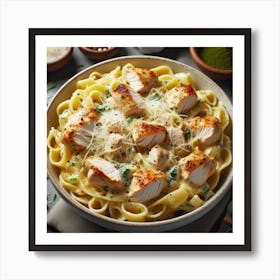 Chicken Alfredo Pasta Art Print