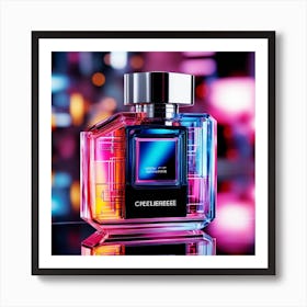 Perfume Bottle With Neon Lights 1 Art Print