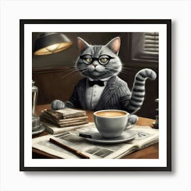 Cat In A Suit 1 Art Print