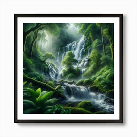 Waterfall In The Forest 1 Art Print