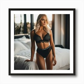 beautiful blonde girl in lingerie 5 Art Print