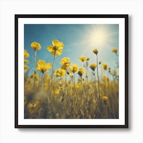 Yellow Flowers In A Field 31 Art Print