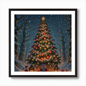 Christmas Tree In The Woods Art Print