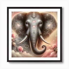 Elephant With Hearts Art Print