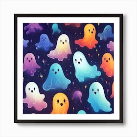 Ghosts Seamless Pattern 3 Art Print