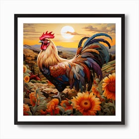 Sunrise Rooster 1 Art Print