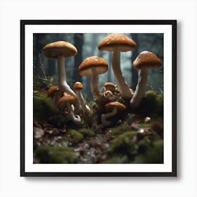 Mushrooms In The Forest 24 Art Print