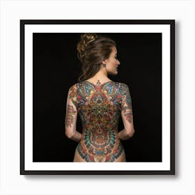 Back Of A Woman With Tattoos 15 Art Print