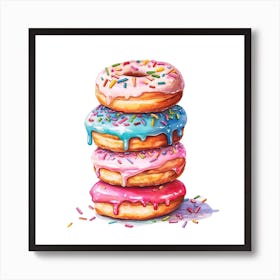 Stack Of Rainbow Donuts 5 Art Print