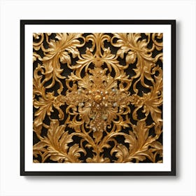 Gold Ornaments On A Wall Art Print