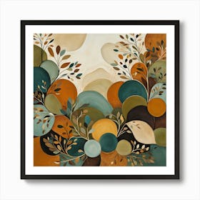 'Sunrise', Floral Pattern, Abstract Piece With Organic Shapes And Earthy Colors art print Art Print