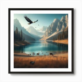 Eagle In The Mountains 1 Art Print