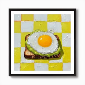 Avocado Egg On Toast Yellow Checkerboard 1 Art Print
