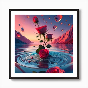 Roses In Water Art Print