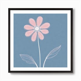 A White And Pink Flower In Minimalist Style Square Composition 689 Affiche