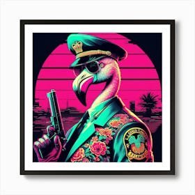 Flamingo Cop Art Print