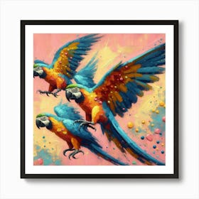 Parrots In Flight 1 Art Print