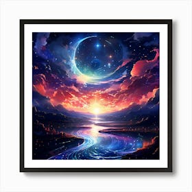 Moon And Stars 1 Art Print