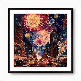 New York City Fireworks 1 Art Print