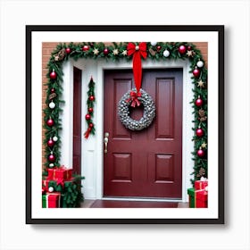 Christmas Decoration On Home Door (20) Art Print