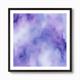 Beautiful periwinkle lavender abstract background. Drawn, hand-painted aquarelle. Wet watercolor pattern. Artistic background with copy space for design. Vivid web banner. Liquid, flow, fluid effect. 1 Art Print